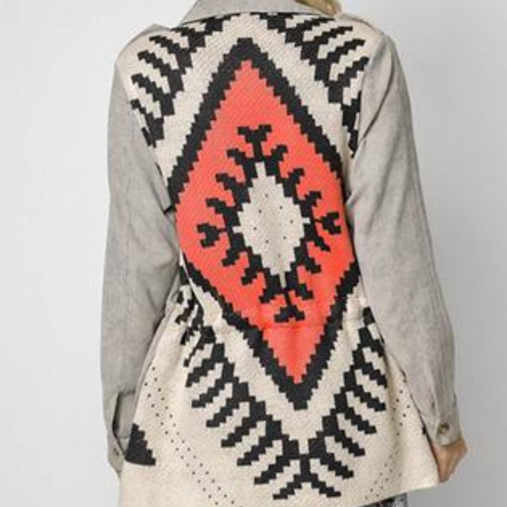 NWT✨Khaki Aztec Print Jacket - Picture 3 of 3